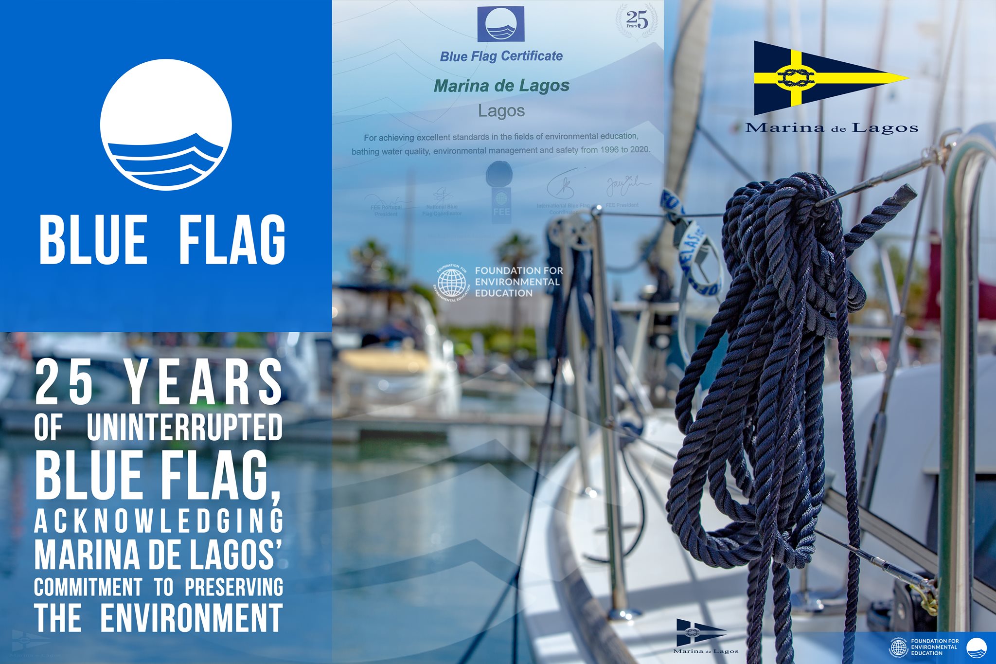 Marina de Lagos receives the Blue Flag for the 25th consecutive year