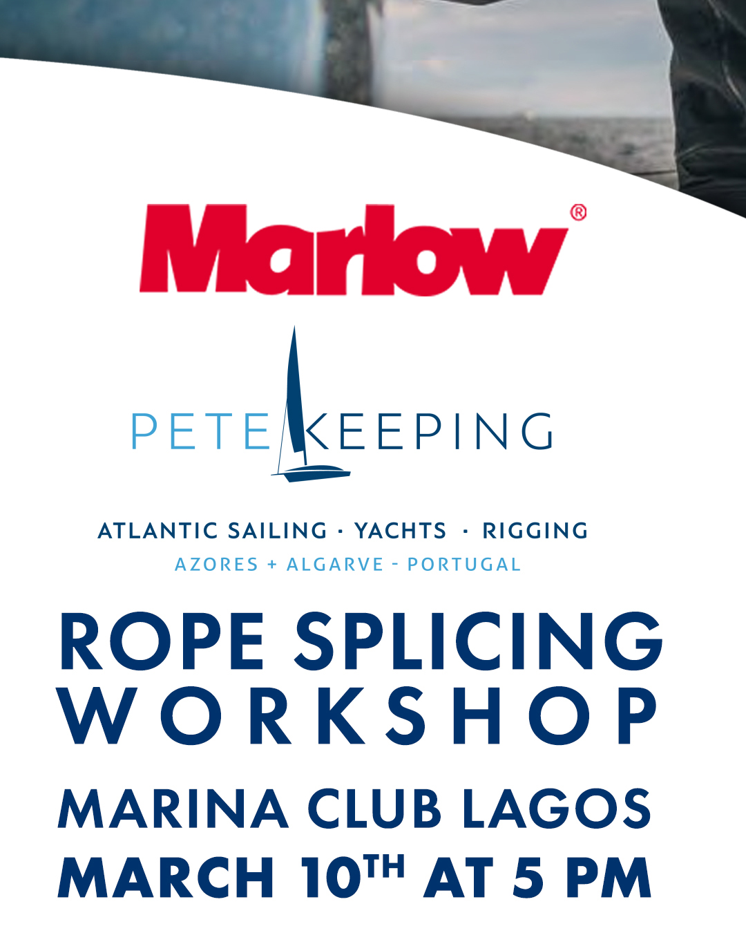 Learn how to Splice Rope at the @marlowropes  Splicing Workshop

10. March 25 - 17.00h
Marina Club Hotel Lagos

#marlowropes #splicingrope #workshop #sailors #portugal @marinaclublagos  @rigging.portugal